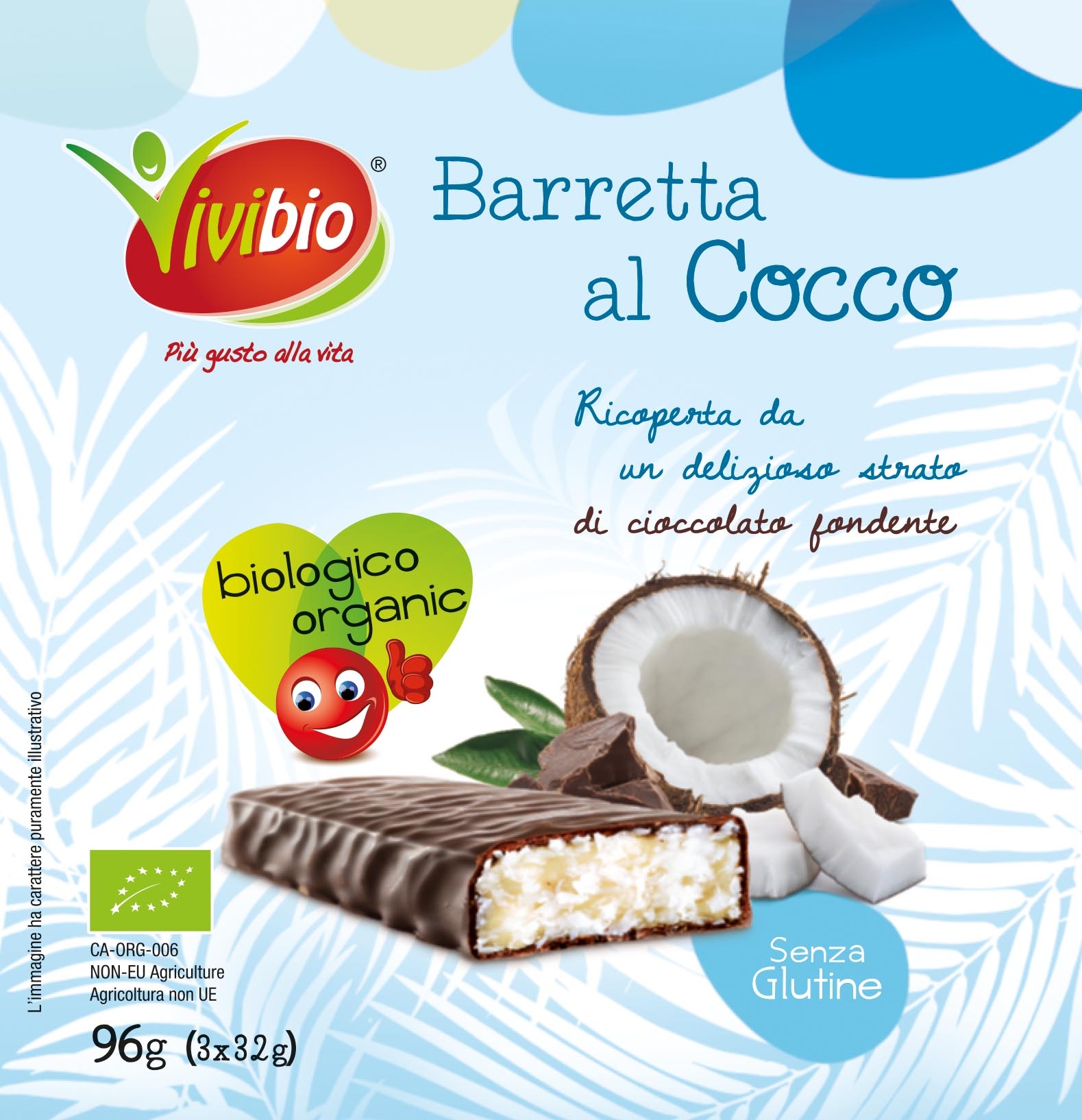 Barretta cocco dark chocolate Vivibio