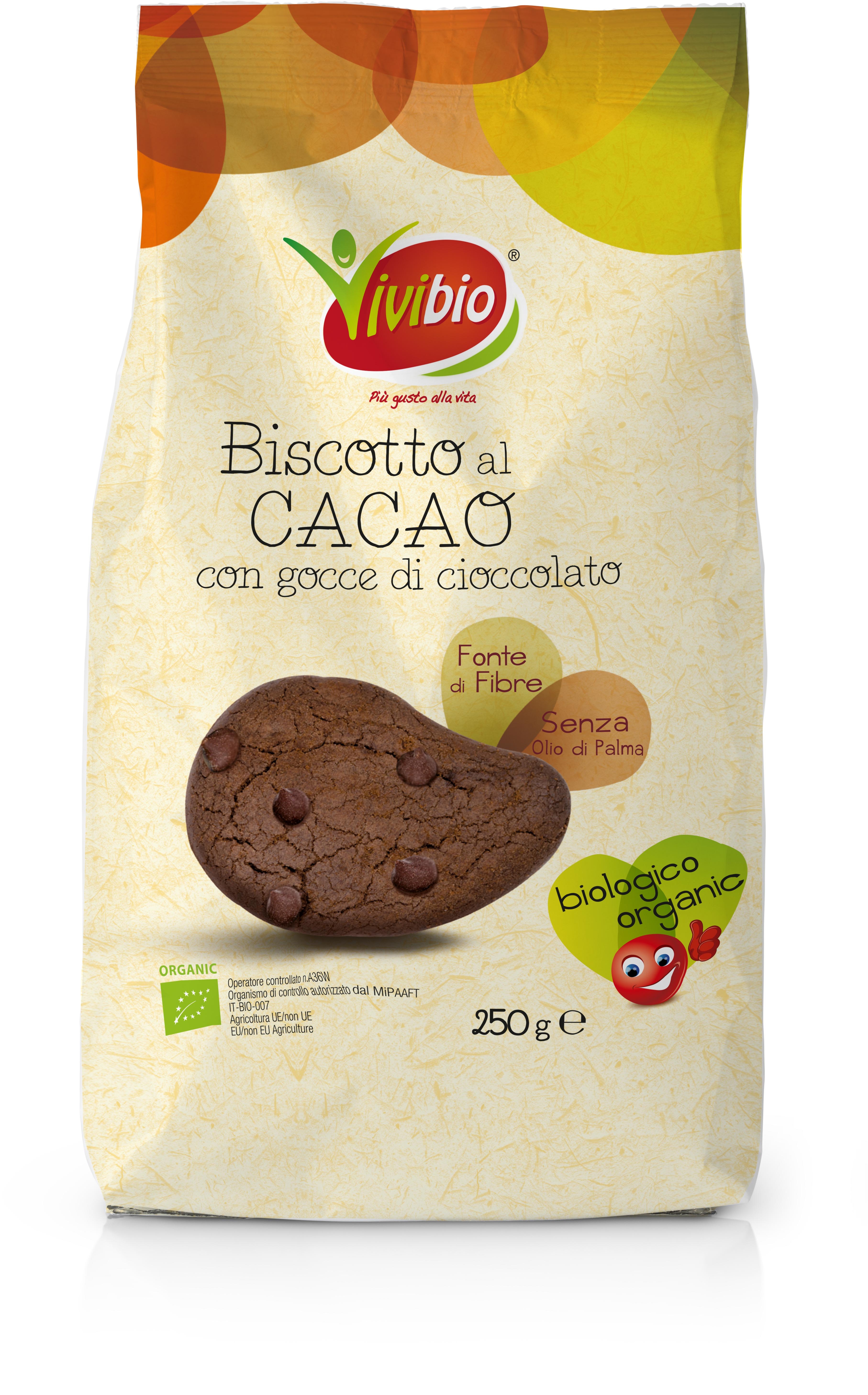 Biscotto al cacao con gocce di cioccolato Vivibio